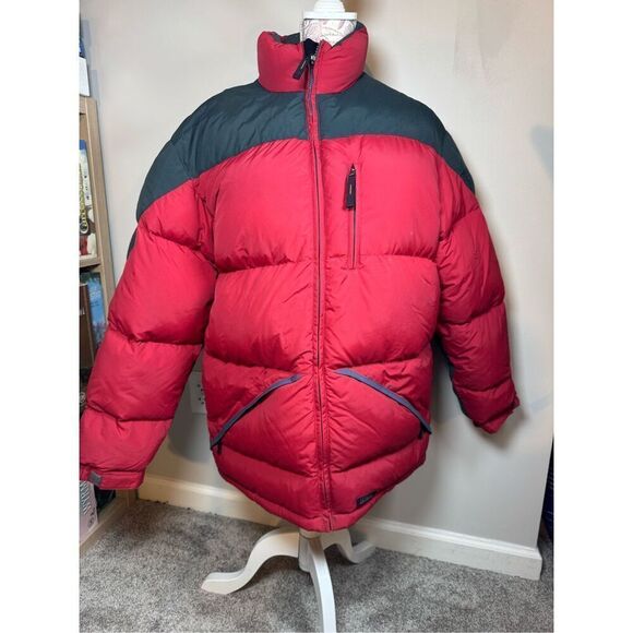 Aigle Down Filled Red & Black Puffer Coat Large - Picture 1 of 9